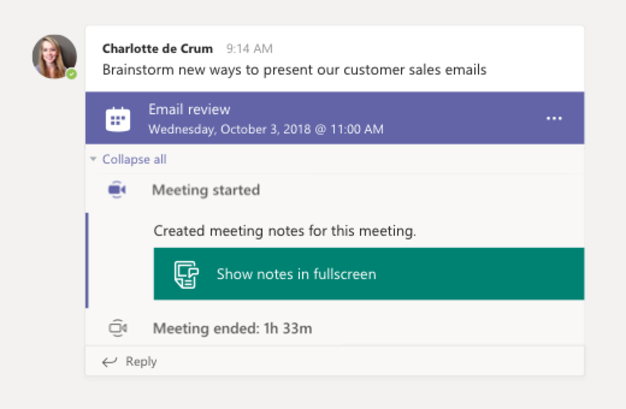 Notes Microsoft Teams