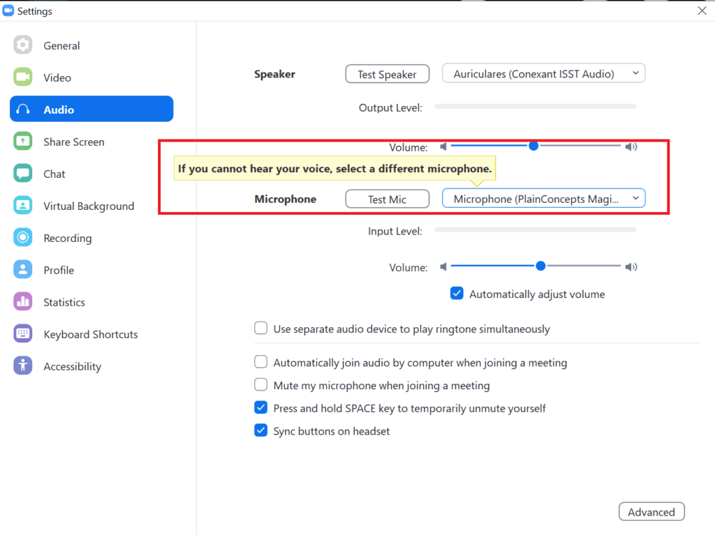 configure-magic-cam-zoom magic cam audio zoom